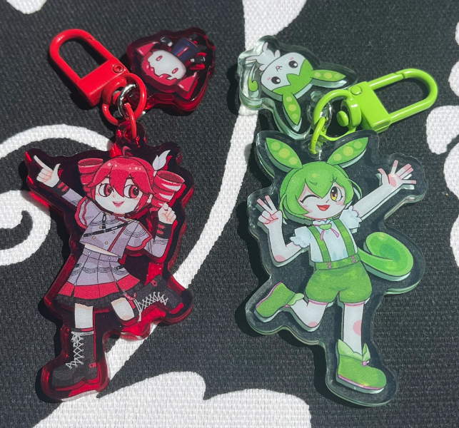 keychains of zundamon and kasane teto